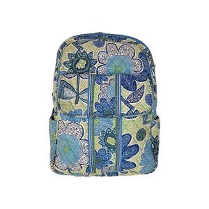 Vera Bradley Doodle Daisy‎ Backpack Blue Green Floral Quilted School Travel Bag